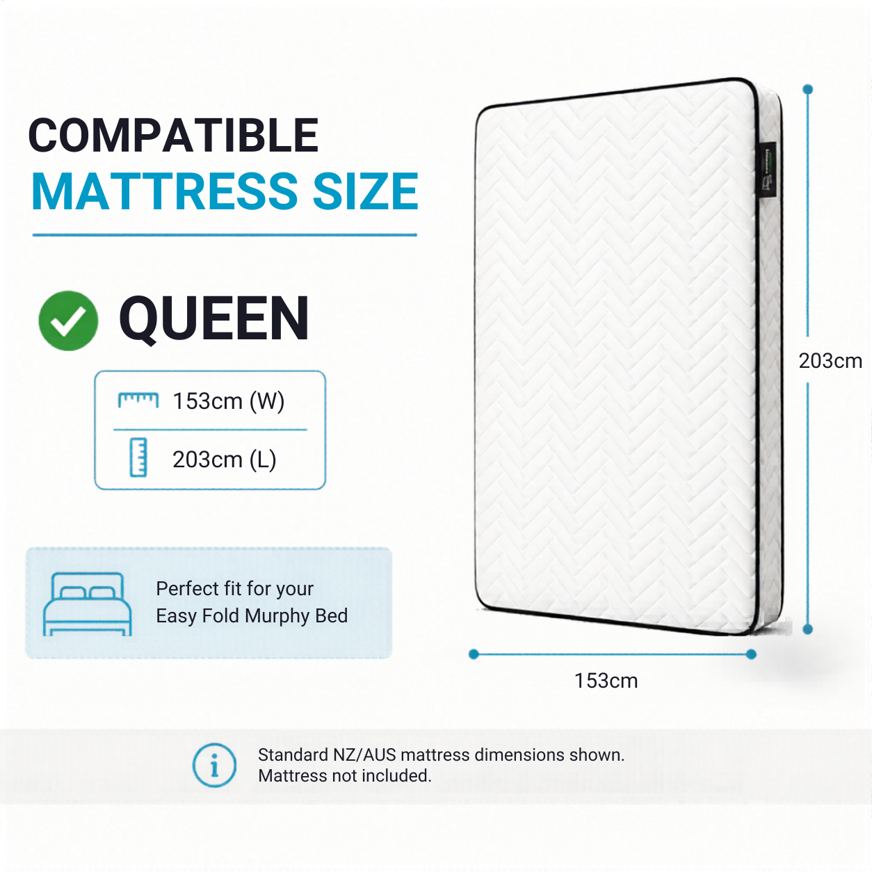 Vertical Murphy Bed / Wall Bed – Queen Size