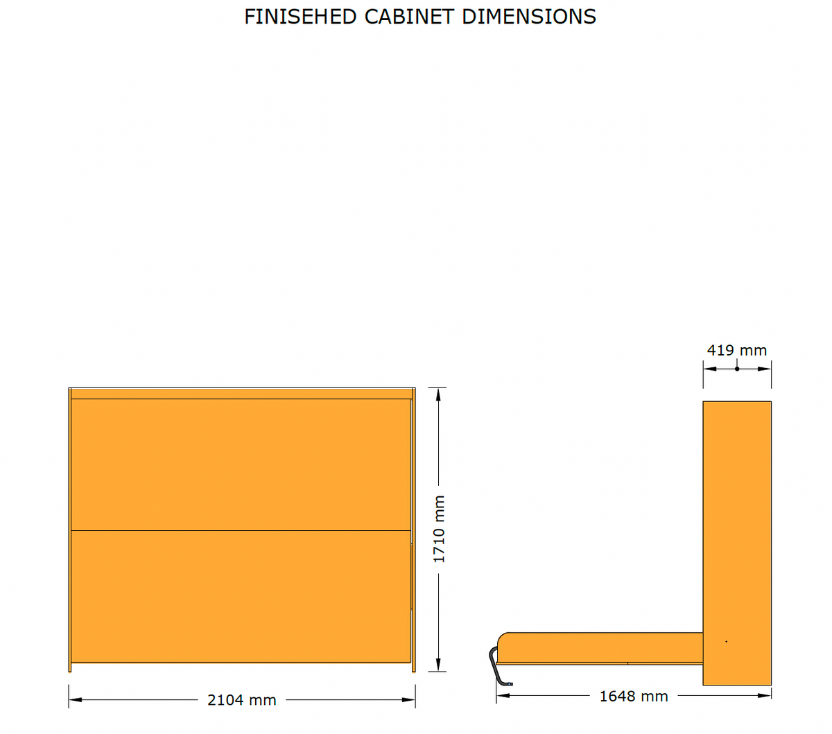 Horizontal Murphy Bed King Size Kit (UK)