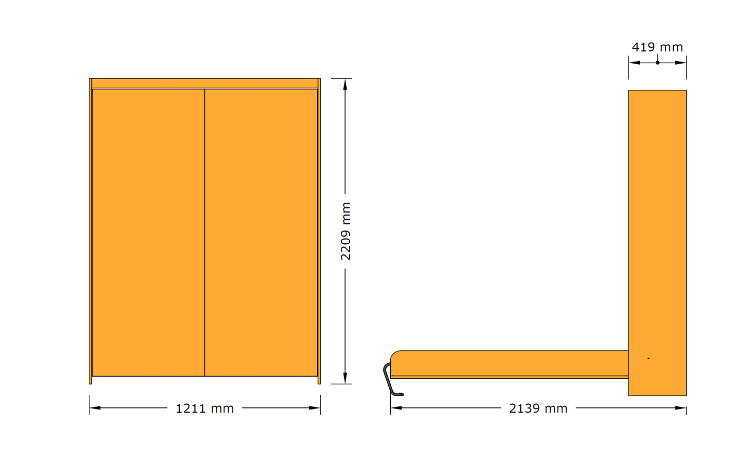 Vertical Murphy Bed - Single size