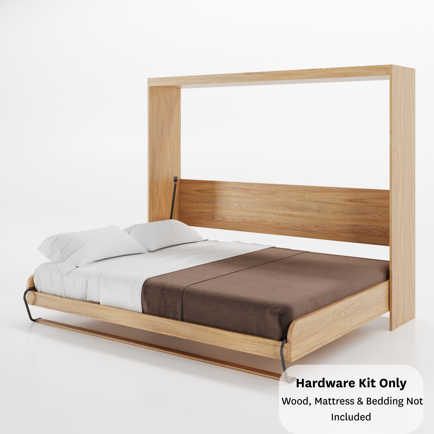 Horizontal King Murphy Bed Kit UK with fold-down wall bed cabinet in open position